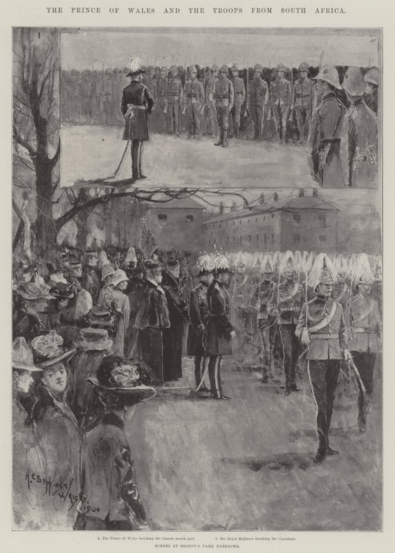 O Príncipe de Gales e as tropas da África do Sul de Henry Charles Seppings Wright