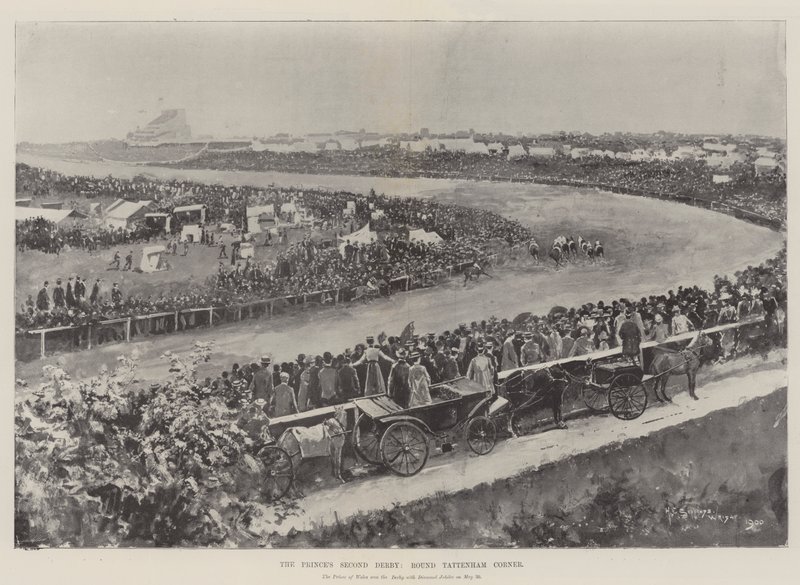 O Segundo Derby do Príncipe, em volta de Tattenham Corner de Henry Charles Seppings Wright