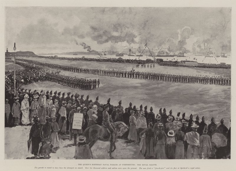 Desfile da Marinha Naval da Rainha em Portsmouth, a Royal Salute de Henry Charles Seppings Wright