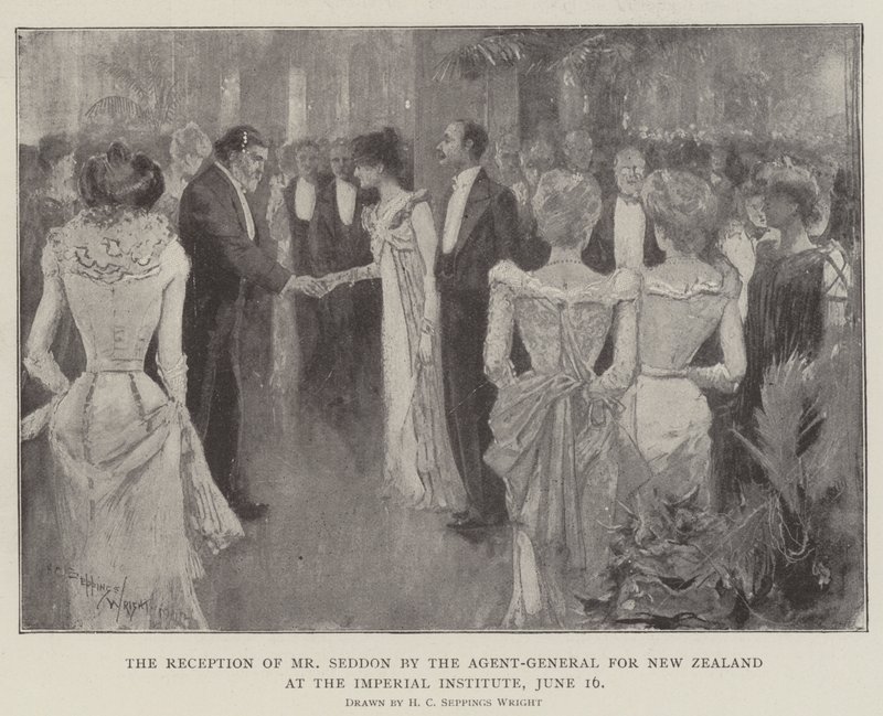 A recepção do Sr. Seddon pelo agente-geral para a Nova Zelândia no Instituto Imperial, 16 de junho de Henry Charles Seppings Wright