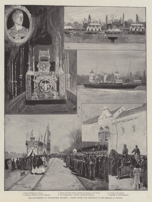 O reinterment de Christopher Columbus, cenas durante a recepção dos restos em Sevilha de Henry Charles Seppings Wright