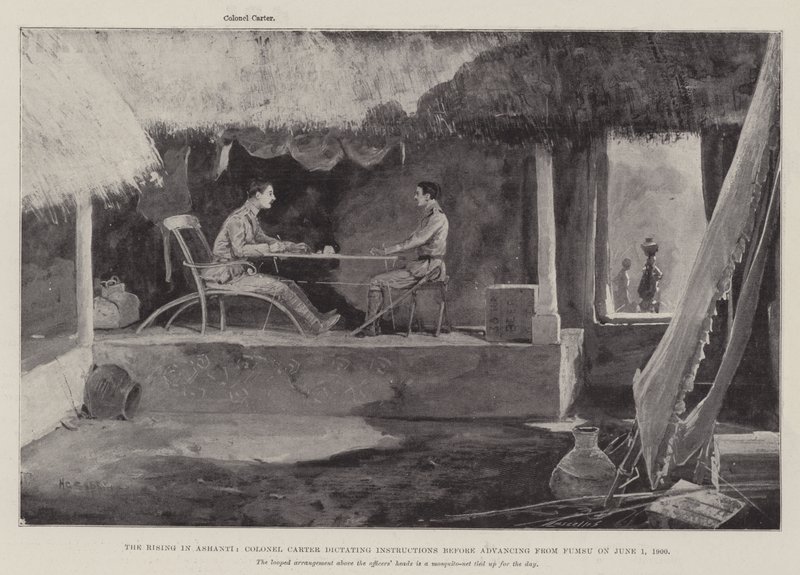 A ascensão em Ashanti, coronel Carter ditando instruções antes de avançar de Fumsu em 1 de junho de 1900 de Henry Charles Seppings Wright