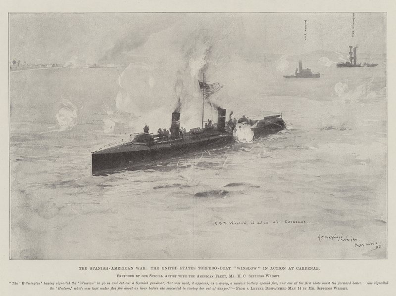 A Guerra Hispano-Americana, os Estados Unidos Torpedo-Boat Winslow em Ação em Cardenas de Henry Charles Seppings Wright