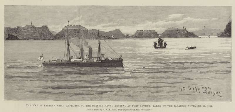 A Guerra na Ásia Oriental, Abordagem ao Arsenal Naval Chinês em Port Arthur, tomada pelos japoneses 21 de novembro de 1894 de Henry Charles Seppings Wright