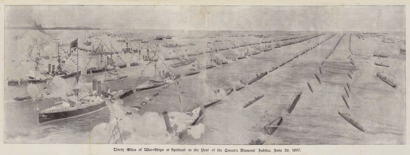 Trinta Quilômetros de Navios de Guerra em Spithead no Ano do Jubileu de Diamante da Rainha, 26 de junho de 1897 de Henry Charles Seppings Wright