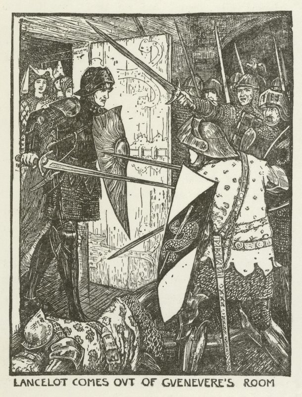 Lancelot sai do quarto de Guenevere de Henry Justice Ford
