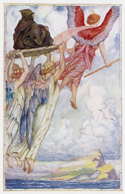 Raphael e os anjos levam St Senan para a ilha de Henry Justice Ford