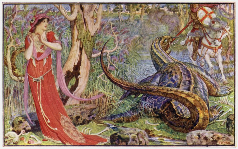 St George resgata a princesa do horrível dragão de Henry Justice Ford