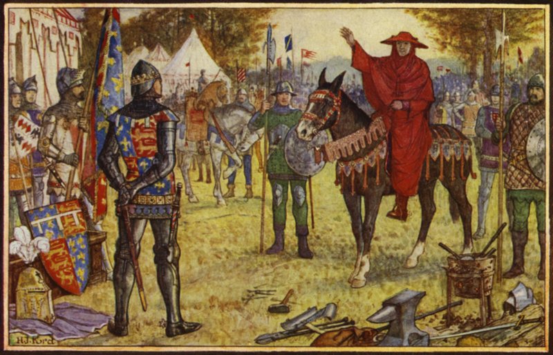 O cardeal de Perigord chega ao acampamento inglês para negociar com o Príncipe Negro de Henry Justice Ford