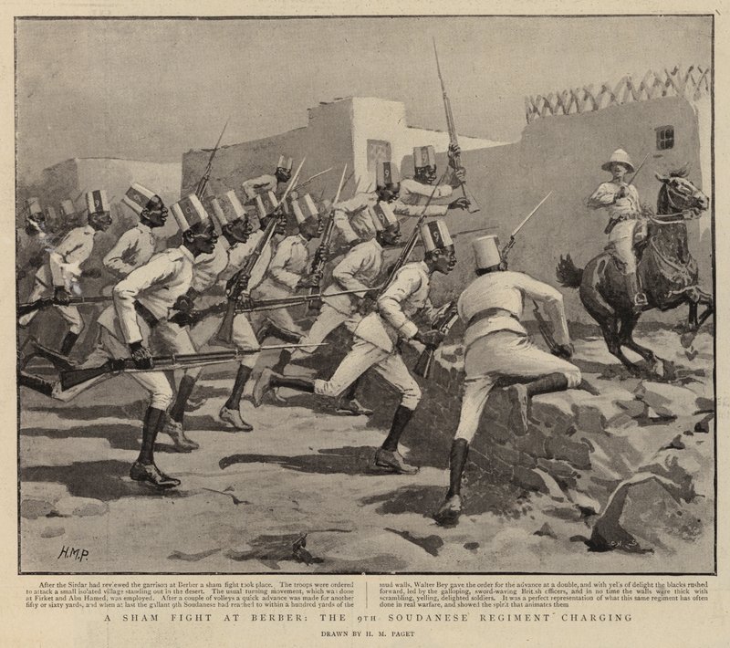 A Sham Fight at Berber, o 9º Regimento de Soudanese de Henry Marriott Paget