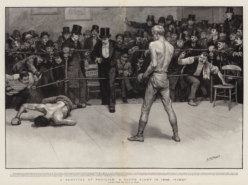 A sobrevivência do pugilismo, uma luta de luvas em 1896, o tempo! de Henry Marriott Paget