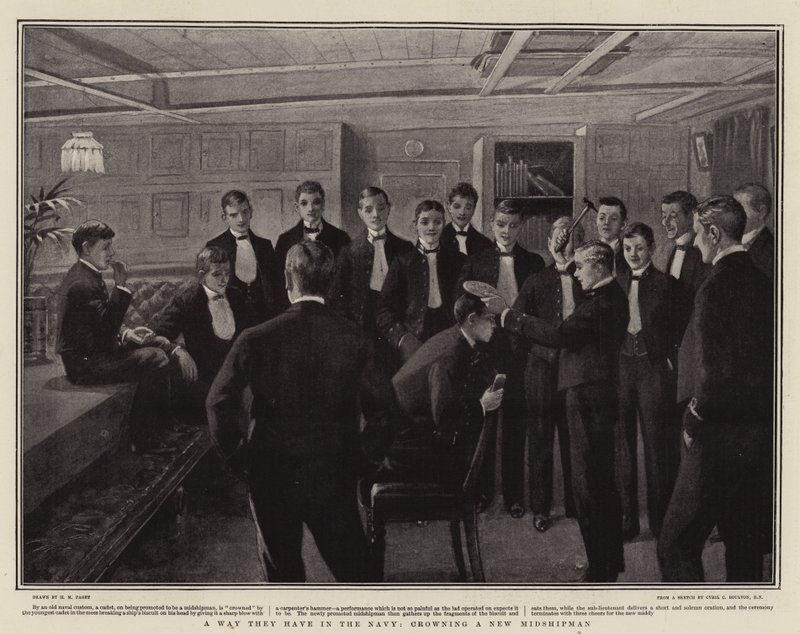 Uma maneira que eles têm na Marinha, coroando um novo Midshipman de Henry Marriott Paget