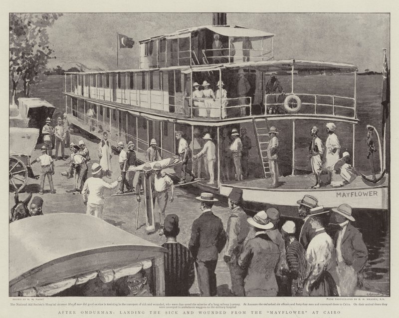 Depois de Omdurman, pousando os doentes e feridos no Mayflower no Cairo de Henry Marriott Paget