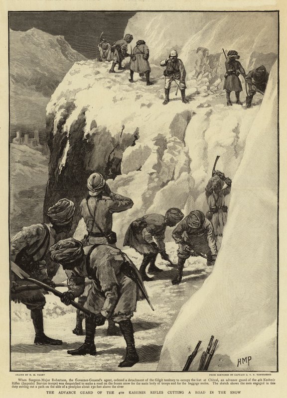 A Guarda Antecipada dos 4º Rifles da Caxemira cortando uma Estrada na Neve de Henry Marriott Paget