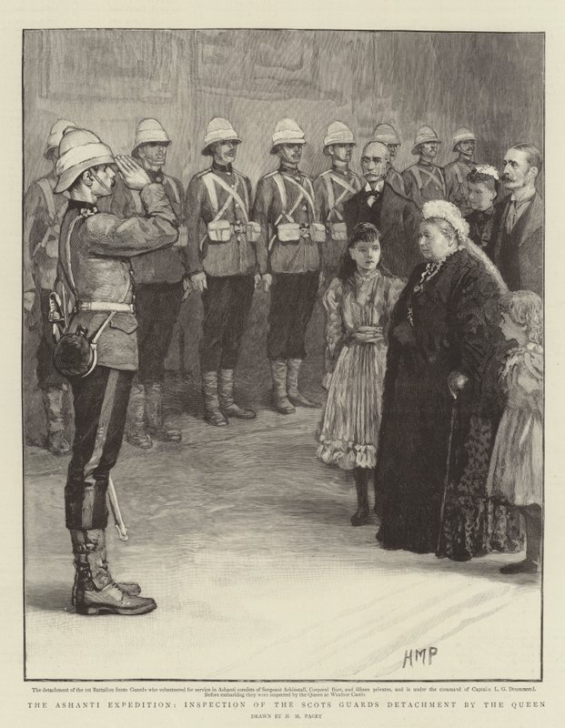 A Expedição Ashanti, Inspeção do Destacamento das Guardas Escocesas pela Rainha de Henry Marriott Paget