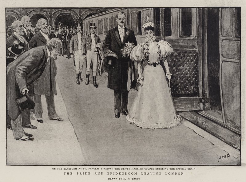 A noiva e o noivo saindo de Londres de Henry Marriott Paget
