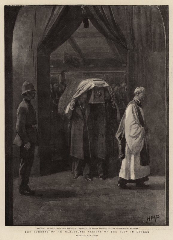 O funeral do Sr. Gladstone, a chegada do corpo em Londres de Henry Marriott Paget