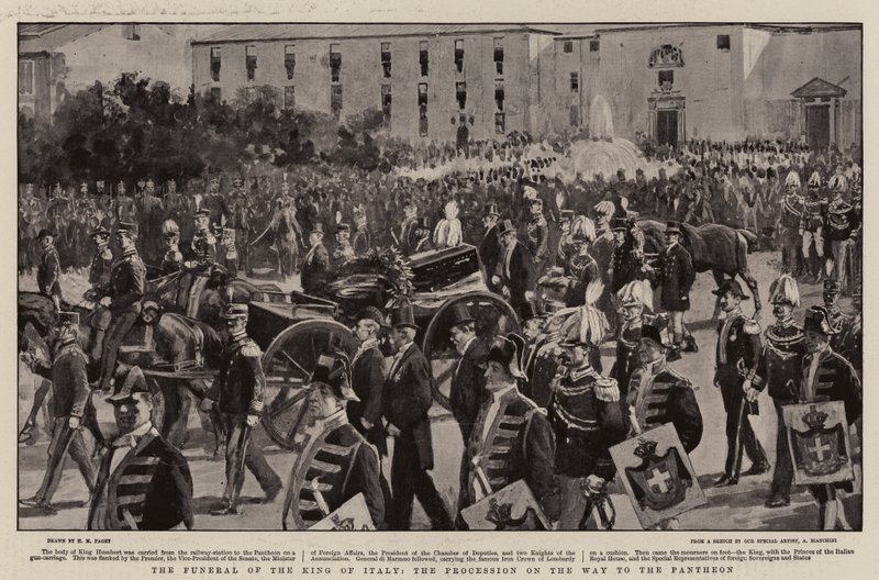 O funeral do rei da Itália, a procissão a caminho do panteão de Henry Marriott Paget