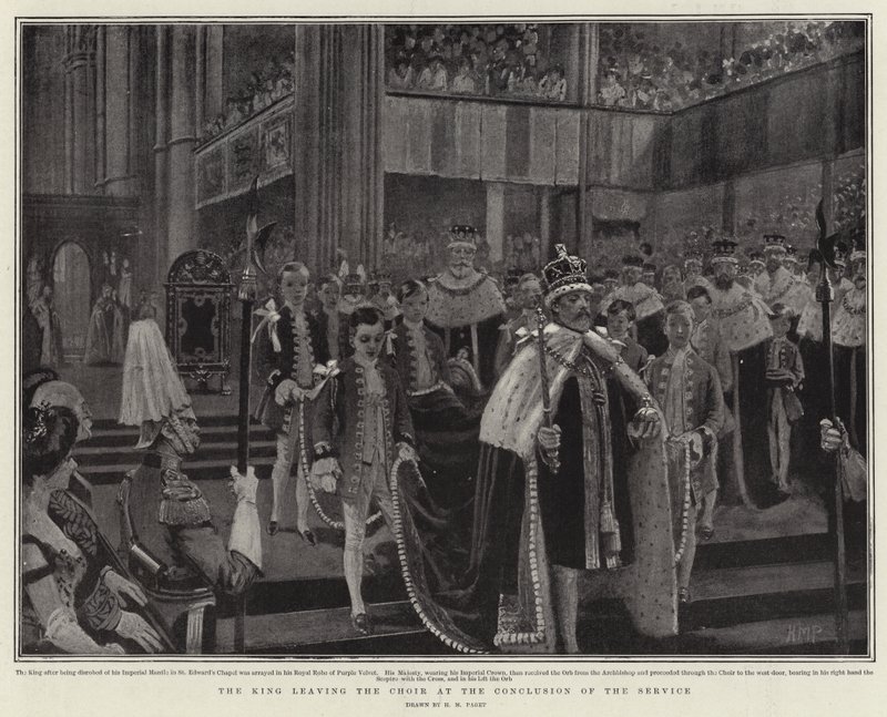 O rei que deixa o coro na conclusão do serviço de Henry Marriott Paget