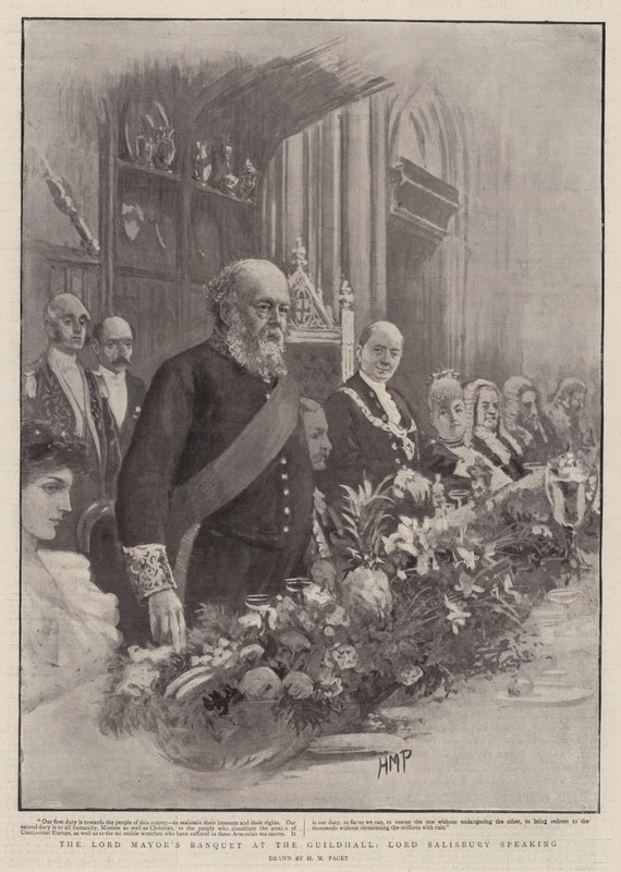Banquete do Lord Mayor no Guildhall, Lord Salisbury falando de Henry Marriott Paget