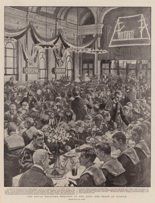 A boa vinda da brigada naval na cidade, a festa em Lloyd&39;s de Henry Marriott Paget