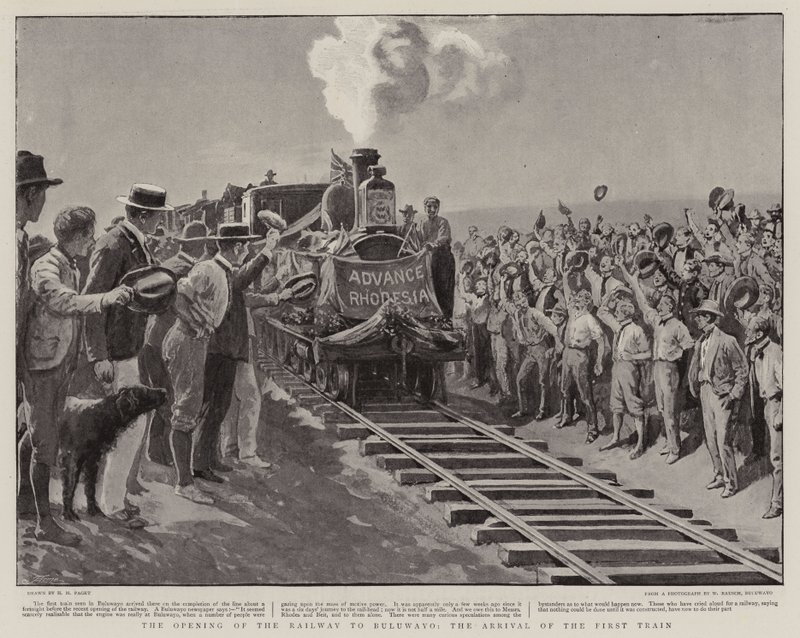 A abertura da estrada de ferro a Buluwayo, a chegada do primeiro trem de Henry Marriott Paget
