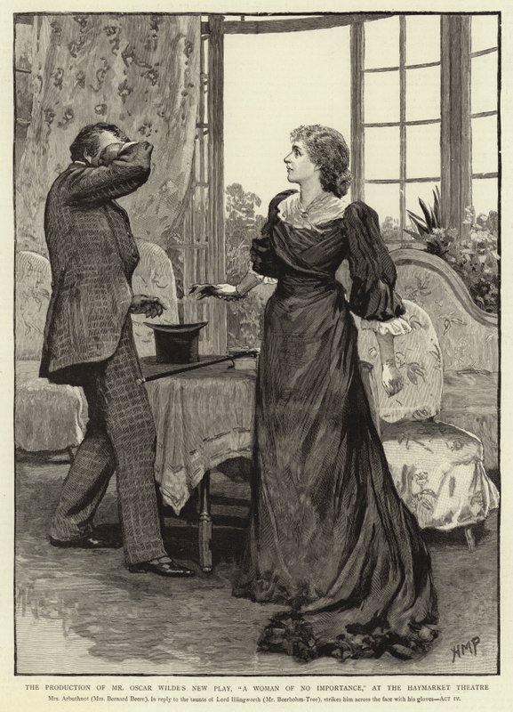 A produção do novo espetáculo de Oscar Wilde, uma mulher sem importância, no Haymarket Theatre de Henry Marriott Paget