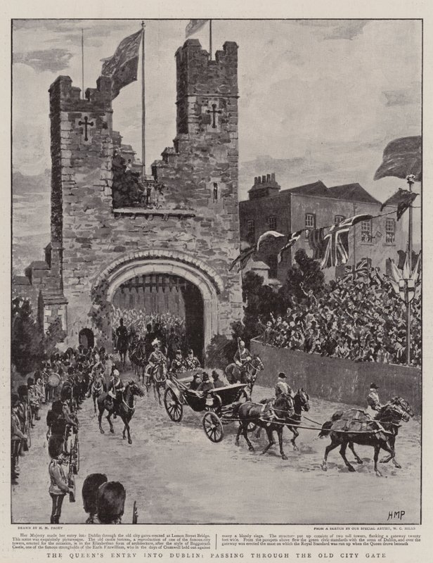 Entrada da Rainha em Dublin, passando pelo Portão da Cidade Velha de Henry Marriott Paget
