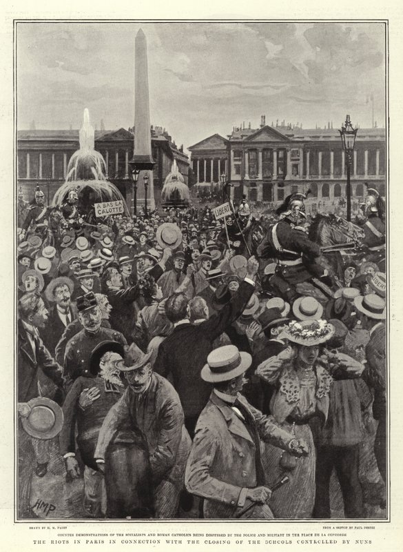 Os motins em Paris em conexão com o fechamento das escolas controladas por freiras de Henry Marriott Paget