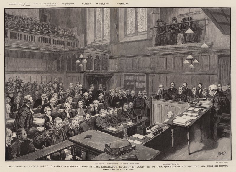O Julgamento de Jabez Balfour e seus Co-Diretores da Sociedade Libertadora na Corte III do Banco da Rainha antes do Sr. Justice Bruce de Henry Marriott Paget
