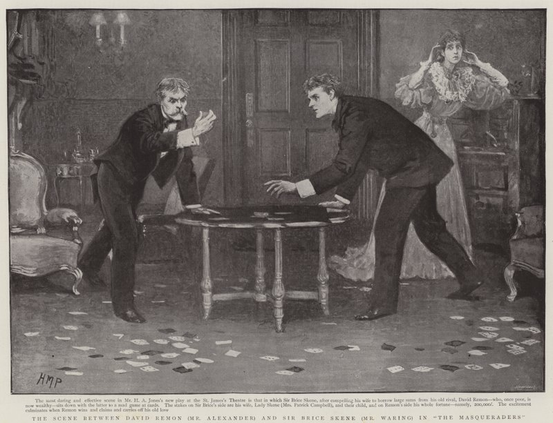 A cena entre David Remon e Sir Brice Skene nos Masqueraders de Henry Marriott Paget