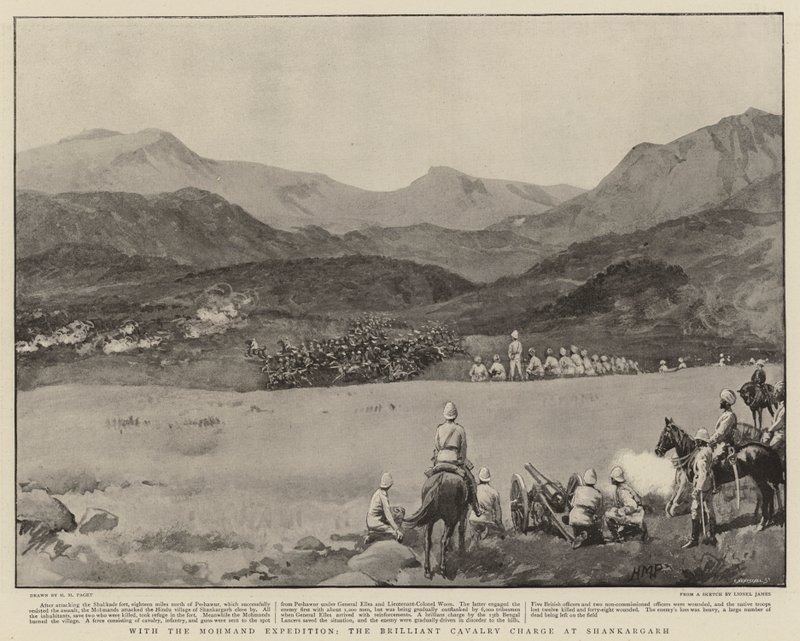 Com a Expedição Mohmand, a Carga de Cavalaria Brilhante em Shankargarh de Henry Marriott Paget