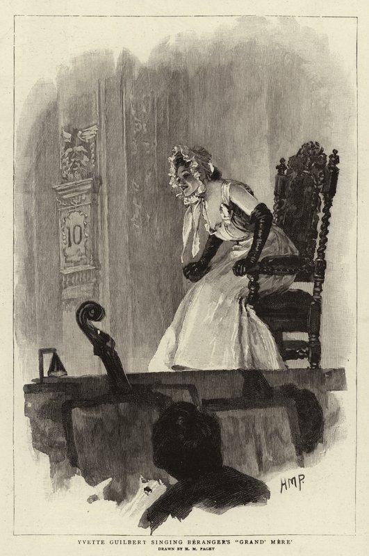 Yvette Guilbert cantando Grand Mere de Beranger de Henry Marriott Paget