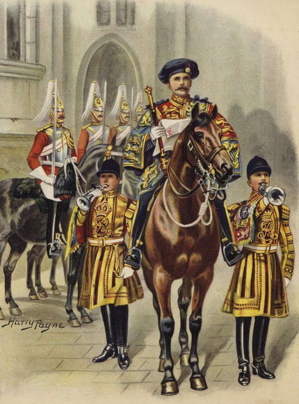 Proclamando George V King da Inglaterra, 1910 (chromolitho) de Henry Payne