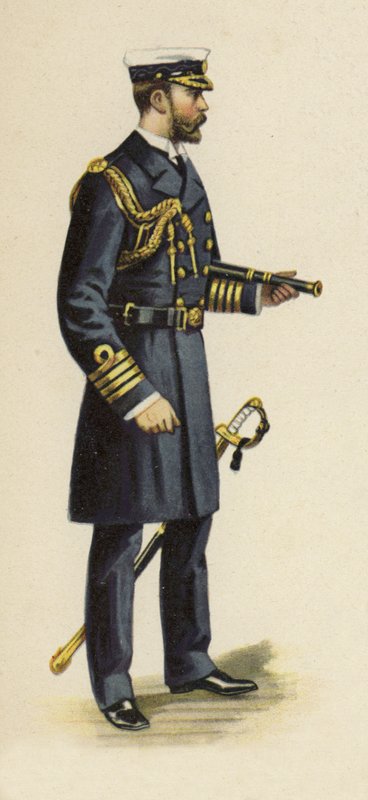 O duque de Cornwall e York durante seu serviço naval, 1892 (chromolitho) de Henry Payne