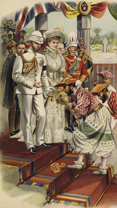 O Duque de York e Cornwall no Durbar em Kandy, Ceilão, 1901 (chromolitho) de Henry Payne