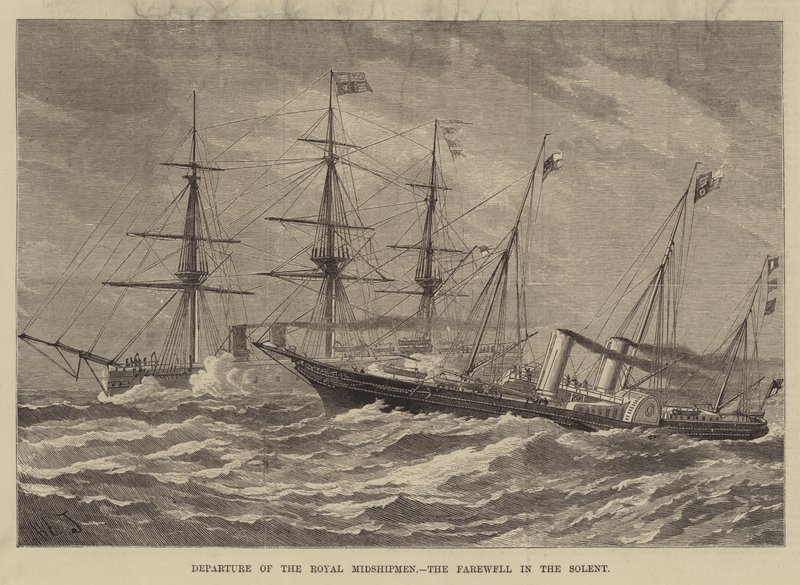 Partida do Royal Midshipmen, o adeus no Solent de Henry Spernon Tozer