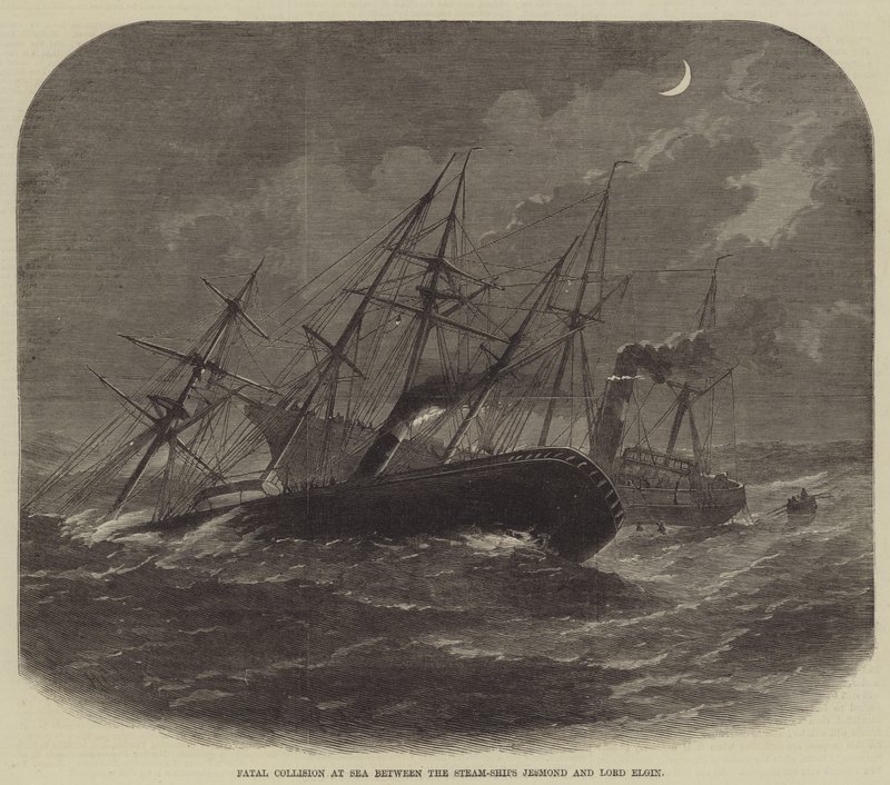 Colisão fatal no mar entre os navios a vapor Jesmond e Lord Elgin de Henry Spernon Tozer