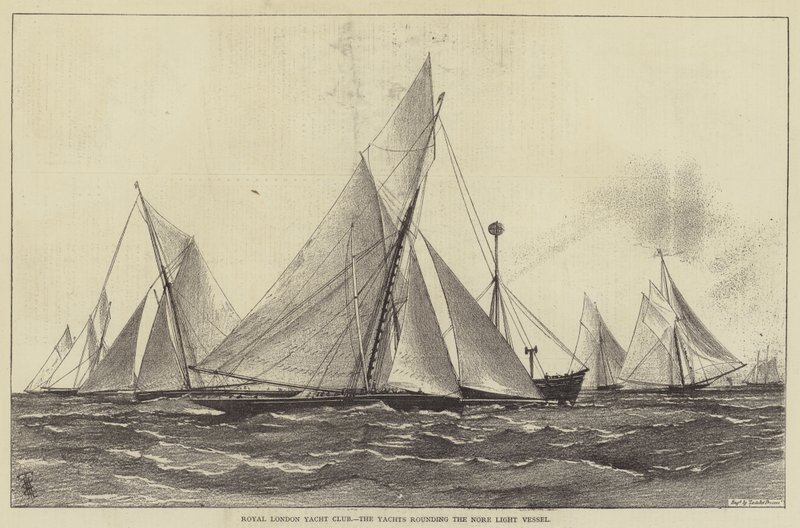Royal London Yacht Club, os Iates que circundam o Navio Nore Light de Henry Spernon Tozer