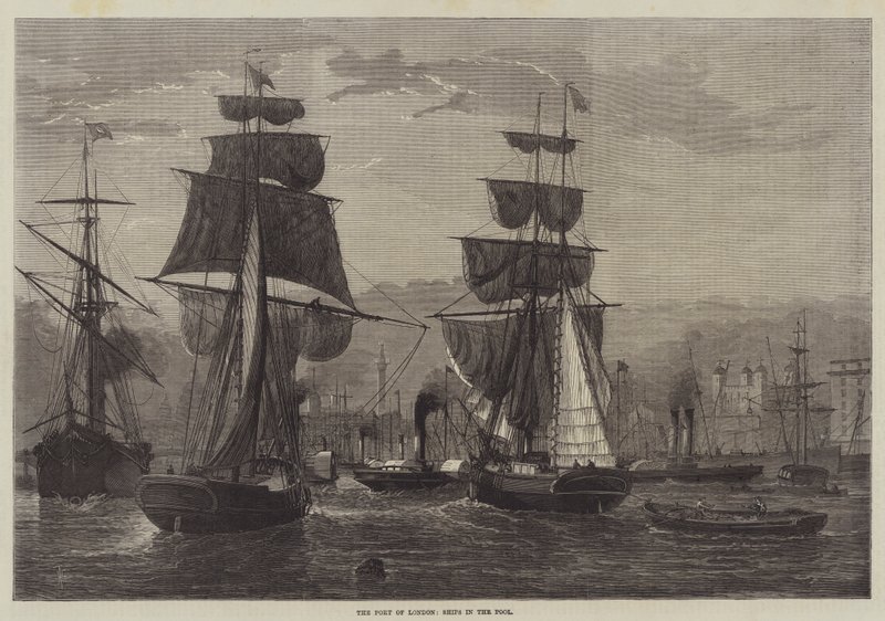 O porto de Londres, navios na piscina de Henry Spernon Tozer