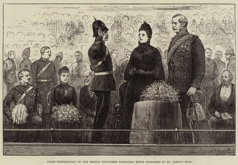 Distribuição do Prêmio ao Segundo Batalhão de Voluntários Royal Fusiliers no St James&39;s Hall de Henry Stephen Ludlow