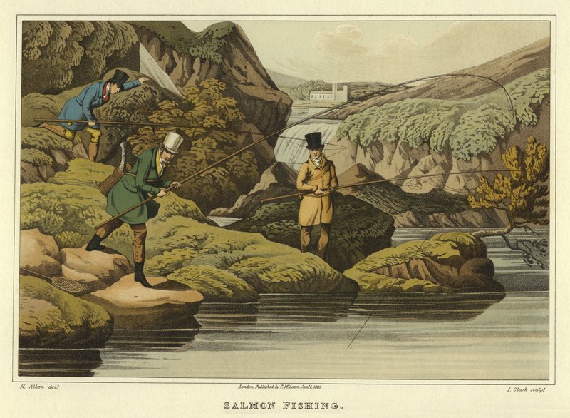 Pesca de salmão (cromolitro) de Henry Thomas Alken