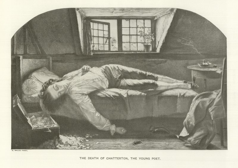 A morte de Chatterton, o jovem poeta (gravura) de Henry Wallis