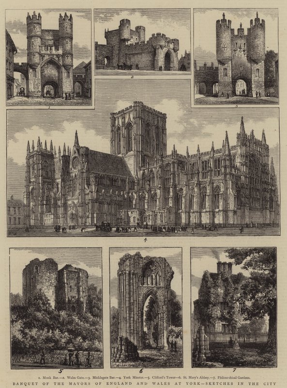 Banquete dos prefeitos da Inglaterra e do País de Gales em York, Sketches in the City de Henry William Brewer