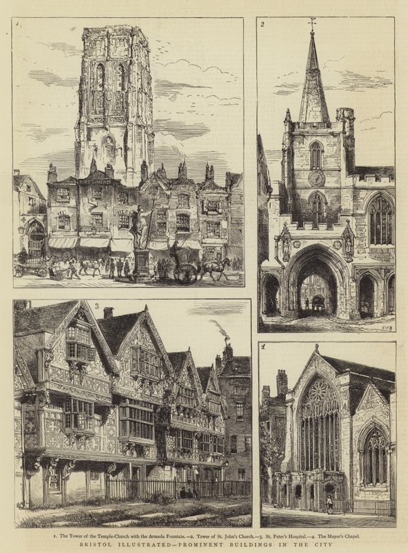 Bristol ilustrado, edifícios proeminentes na cidade de Henry William Brewer