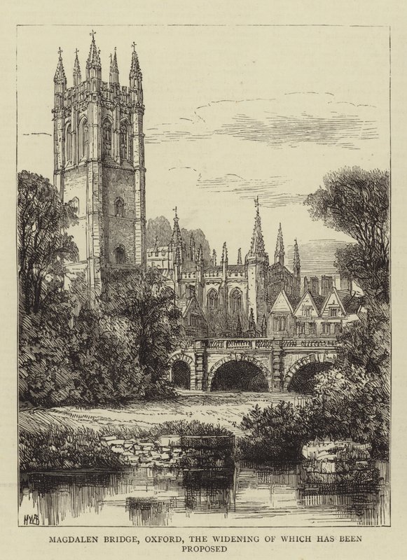 Magdalen Bridge, Oxford, o alargamento do qual foi proposto de Henry William Brewer