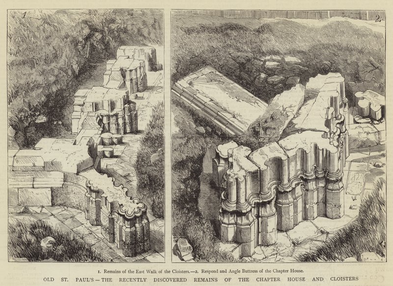 Old St. Paul&39;s, os restos recentemente descobertos da Casa do Capítulo e Claustros de Henry William Brewer