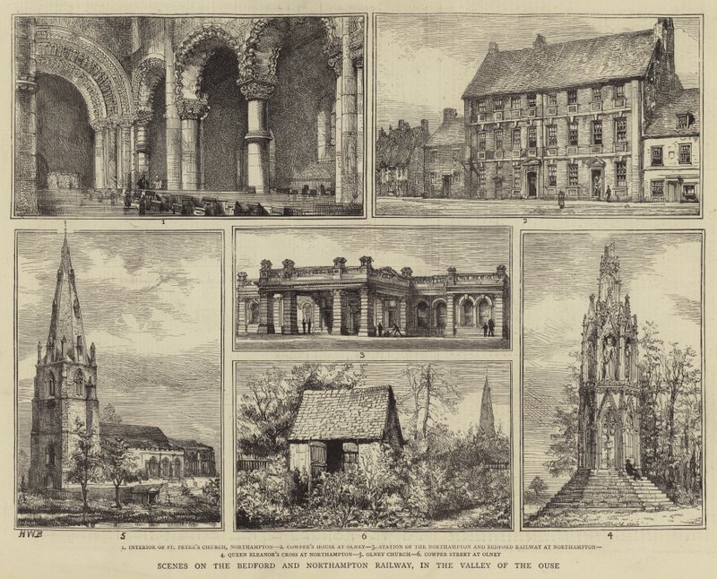 Cenas na Ferrovia Bedford e Northampton, no Vale do Ouse de Henry William Brewer