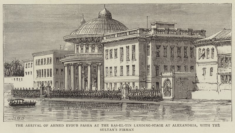 A chegada de Ahmed Eyoub Pasha no Estágio de Pouso Ras-el-Tin em Alexandria, com o Firman do Sultão de Henry William Brewer