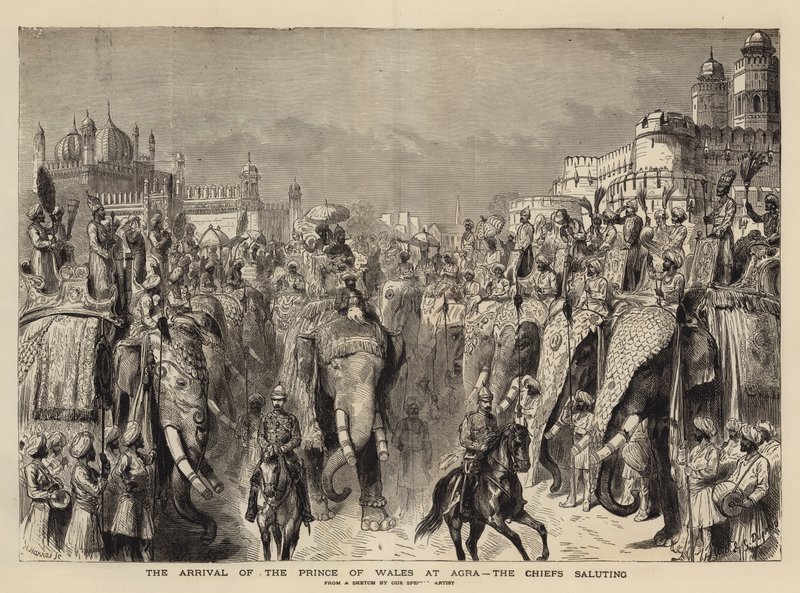A chegada do Príncipe de Gales a Agra, saudando os chefes de Henry William Brewer